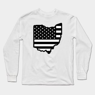 Black and White Ohio Flag Long Sleeve T-Shirt